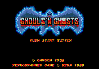 Ghouls 'n Ghosts title screen for Sega Mega Drive